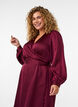 Short satin dress with wrap design, Red, Model image number 2