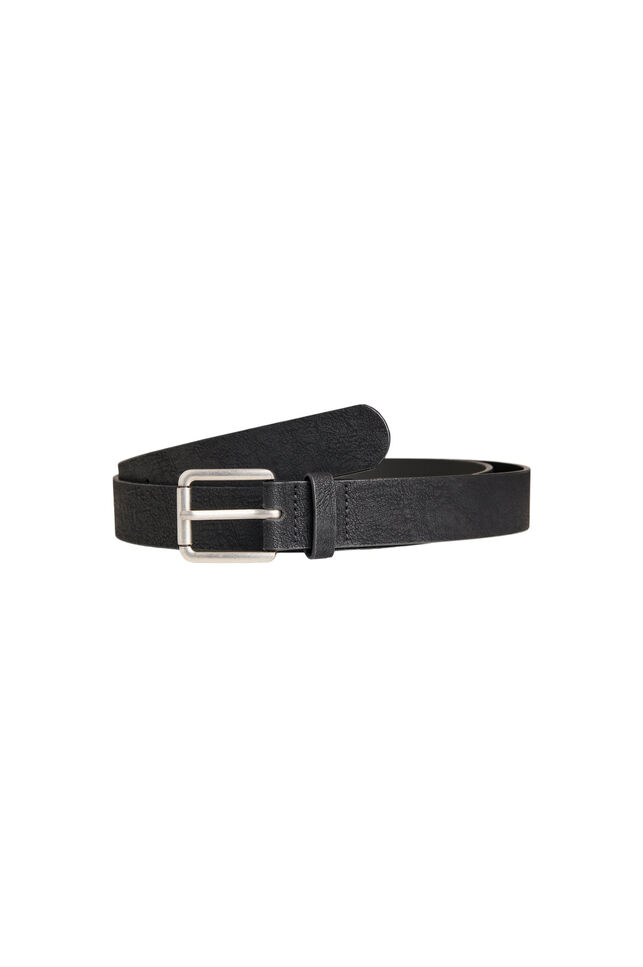 Belt in leather mix with classic buckle, Black, Packshot image number 1
