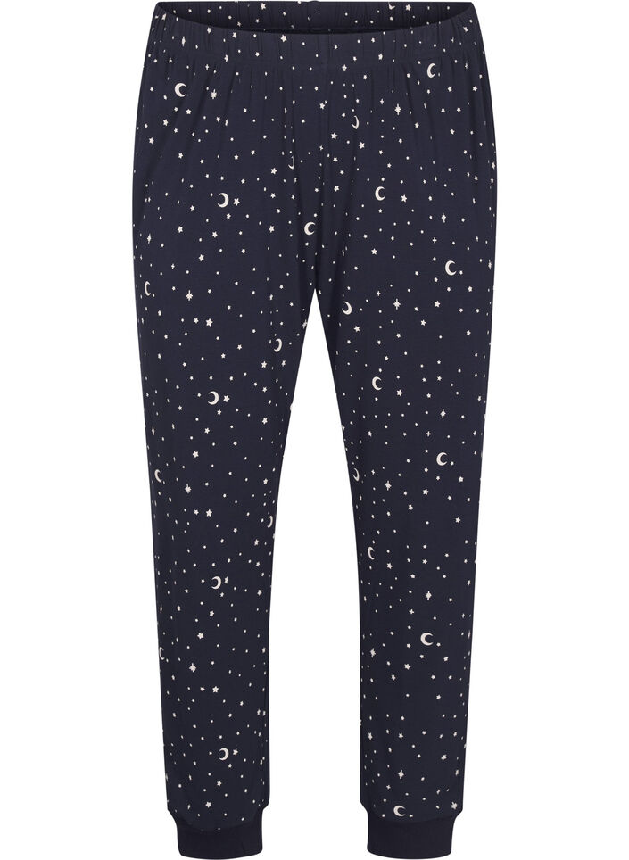 Printed night trousers, Blue, Packshot image number 0