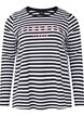 Striped blouse with motif, White w.Black Stripe, Packshot image number 0