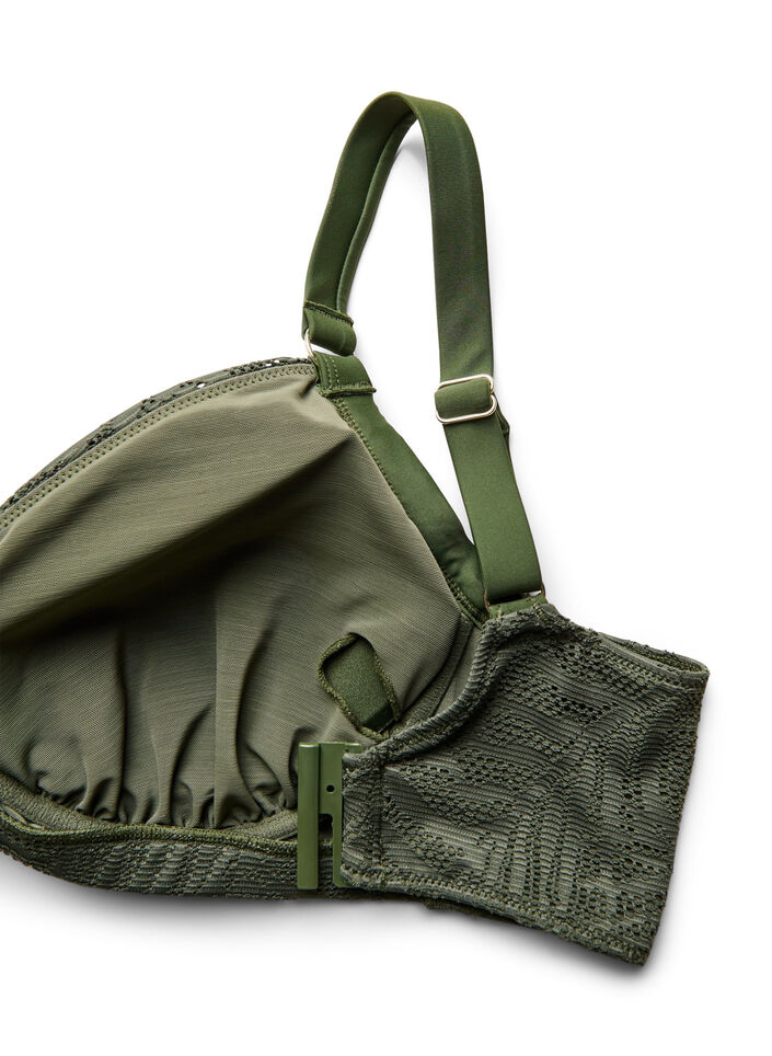 Brazilian bikini briefs in structured mesh, Green, Packshot image number 3