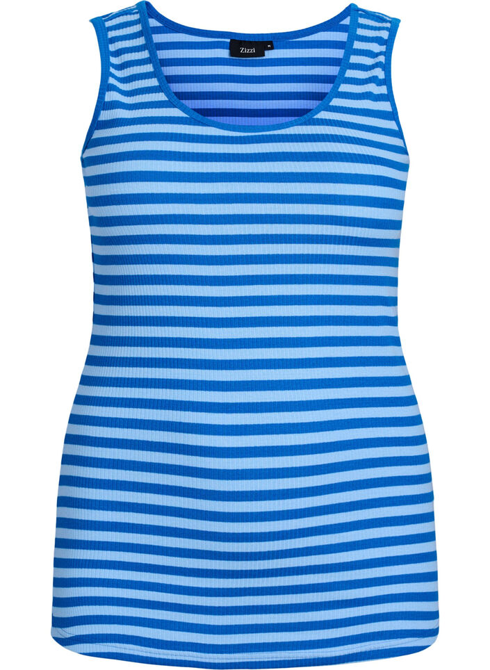 Striped tank top with a rib structure, O. Air Daphne Stripe, Packshot image number 0