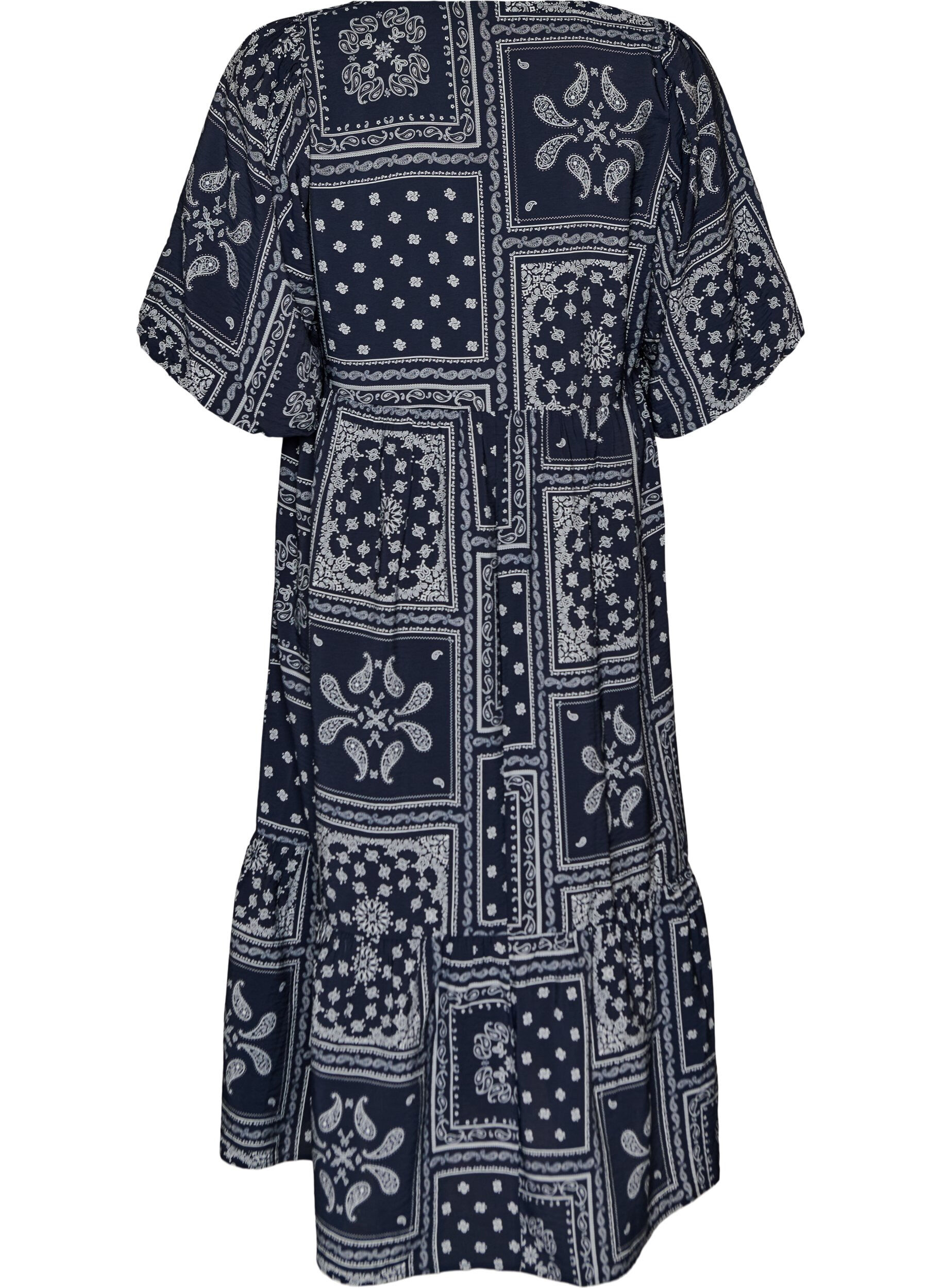 ZizzifashionAnkle-length dress in viscose with paisley print and short sleeves, Blue, Packshot image number 1