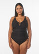 Swimsuit with textured stripe and front detail, Black, Model image number 0