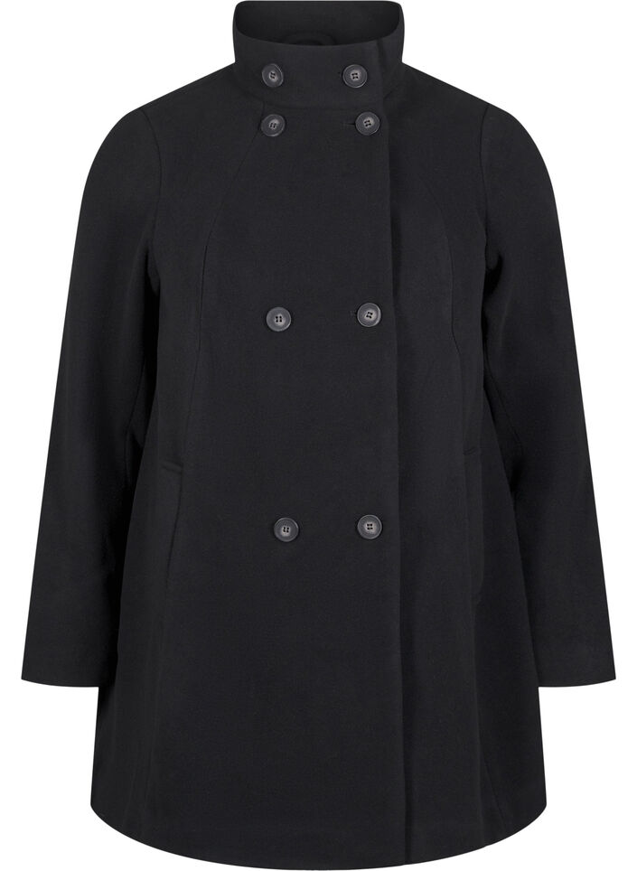 Short A-line coat, Black, Packshot image number 0
