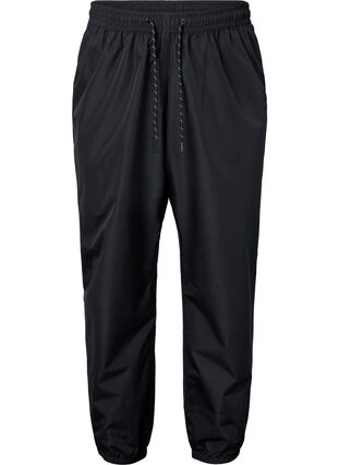 Rain pants with elastic and drawstring, Black, Packshot image number 0