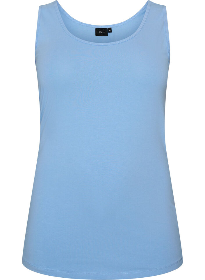 Solid color basic top in cotton, Light Blue, Packshot image number 0