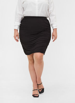 Close-fitting viscose skirt, Black, Model image number 2