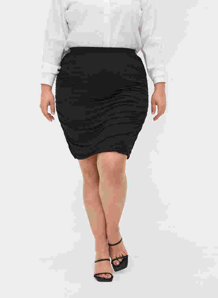 Close-fitting viscose skirt, Black, Model image number 2