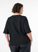 Blouse with a ribbed texture and button closure, Black, Model image number 2