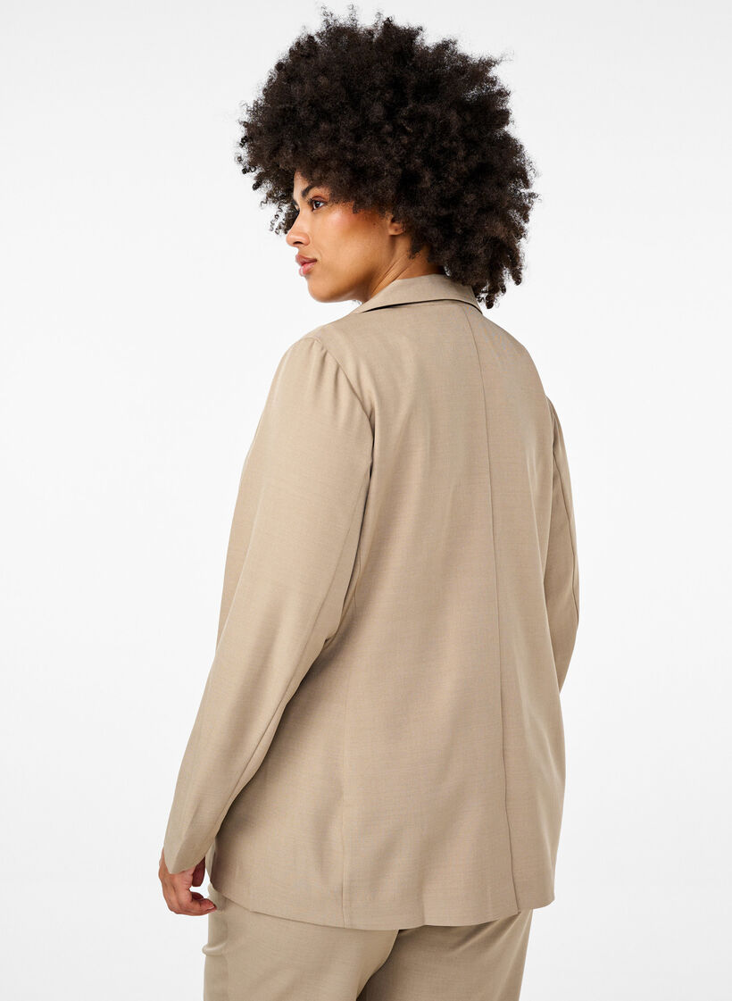 FLASH - Blazer with pockets and a slit, Beige, Model image number 2