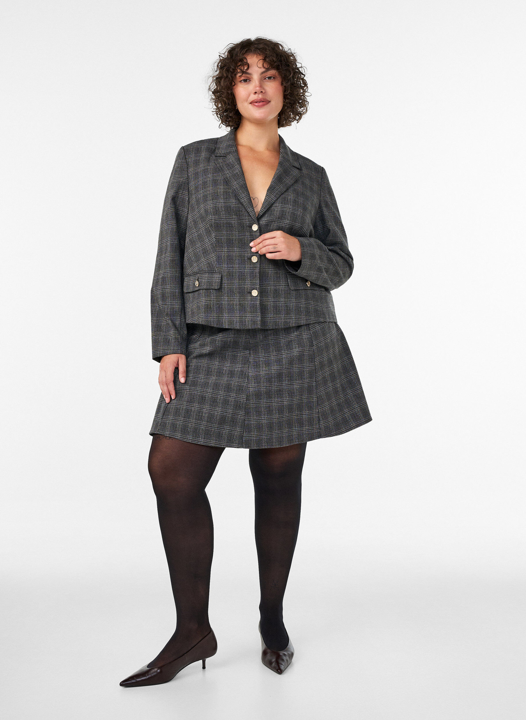 ZizzifashionShort A-line skirt, Dark Grey, Model image number 1