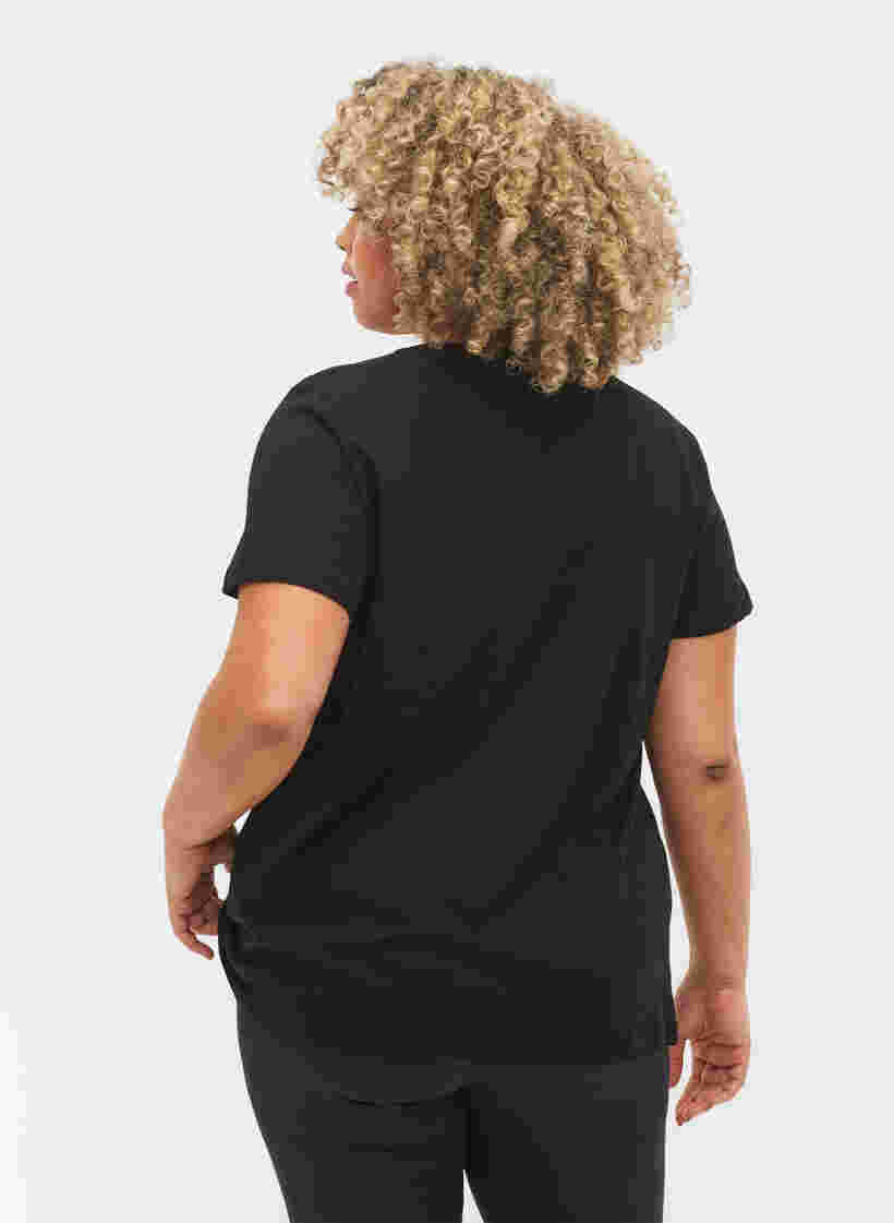Cotton exercise t-shirt with print, Black w. inhale logo, Model image number 1