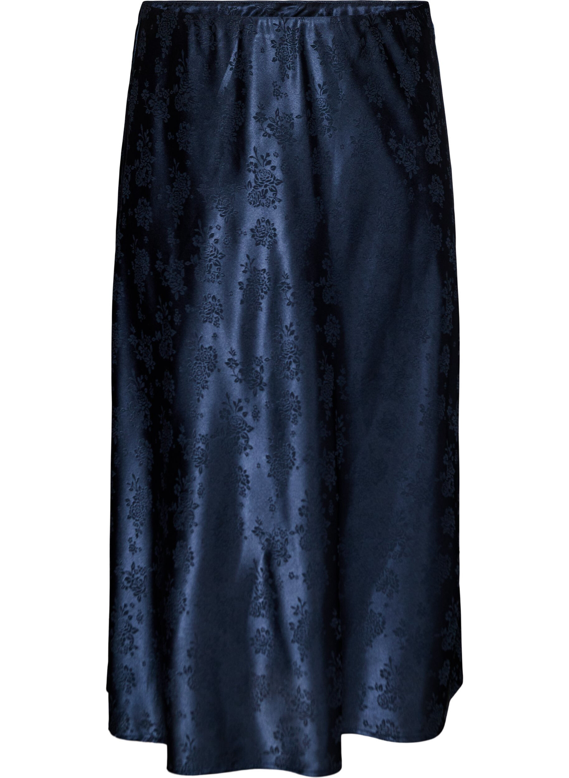 ZizzifashionSatin skirt with a tonal floral pattern, Blue, Packshot image number 0