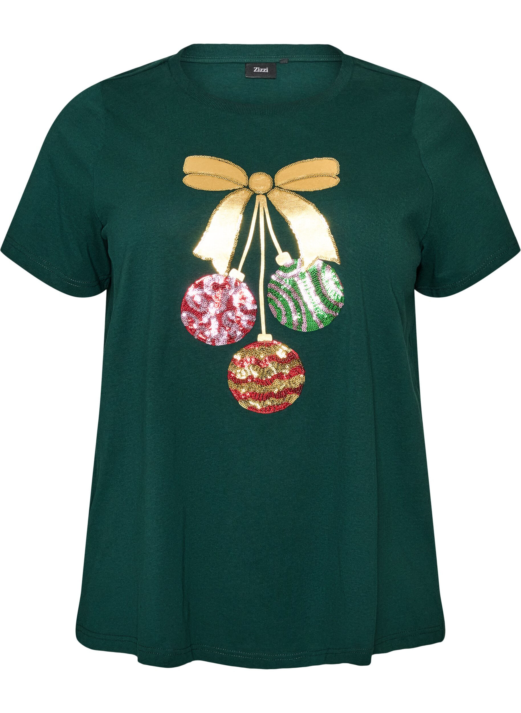 ZizzifashionChristmas t-shirt in organic cotton, Green, Packshot image number 0