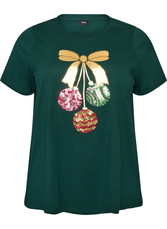 Christmas t-shirt in organic cotton, Green, Packshot image number 0