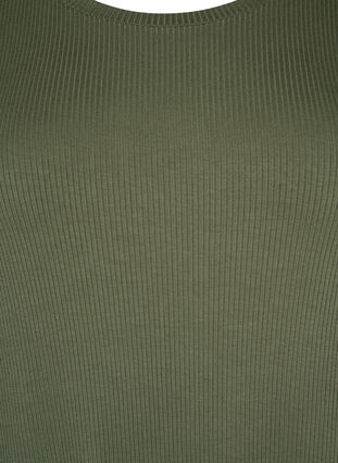Short-sleeved midi dress in viscose rib quality, Thyme, Packshot image number 2