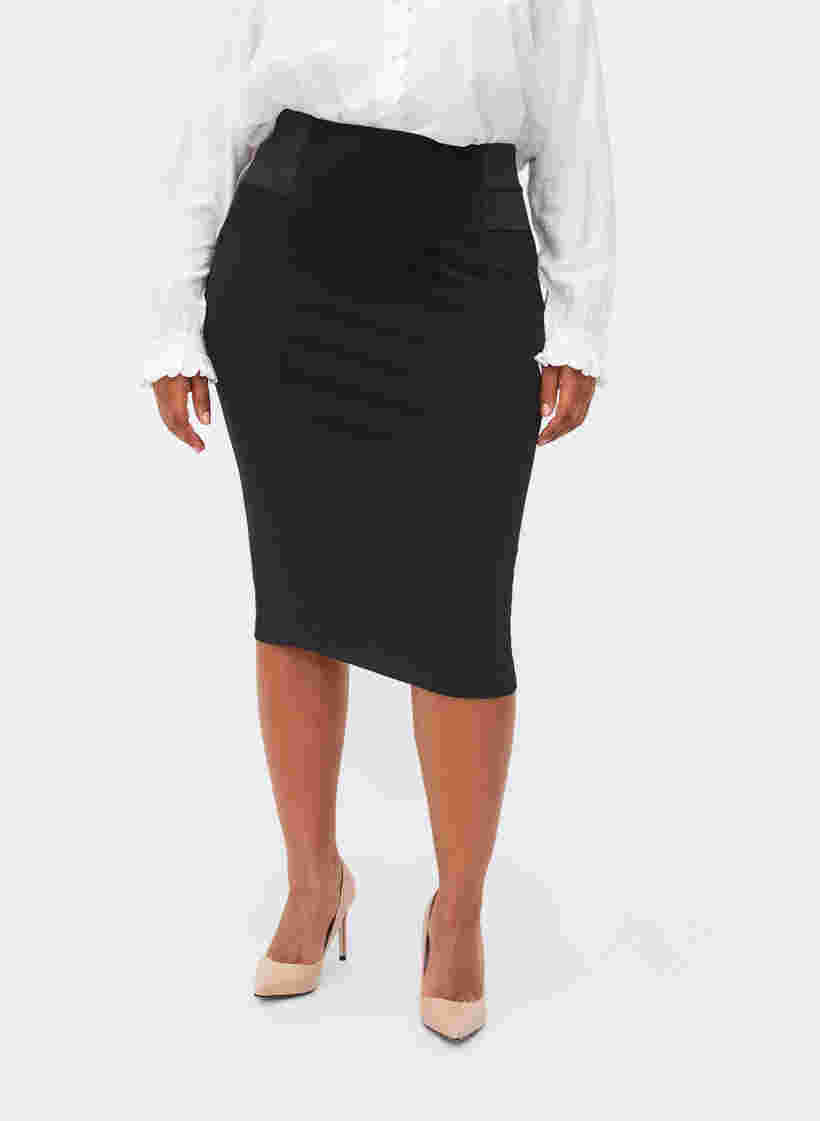 Close-fitting skirt with elasticated waist, Black, Model image number 2