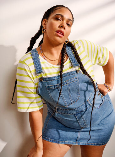 Denim dungarees dress - Blue - Sz. 40-64 - Zizzifashion Denim dungarees dress - Blue - Sz. 40-64 - Zizzifashion