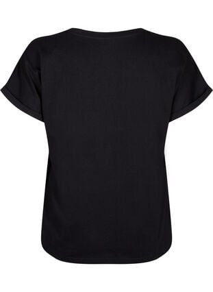 Organic cotton T-shirt with broderie anglaise, Black, Packshot image number 1