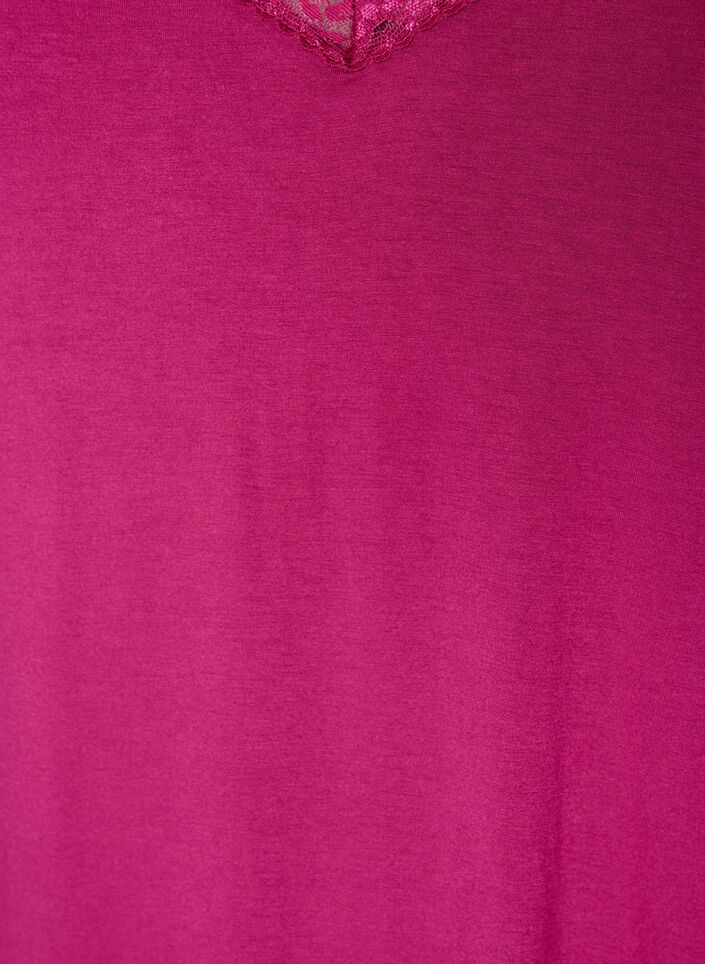 Viscose nightgown with lace and slits, Red, Packshot image number 2