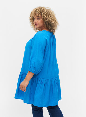 A shape Tunic dress with 3/4 sleeves, Brilliant Blue, Model image number 1