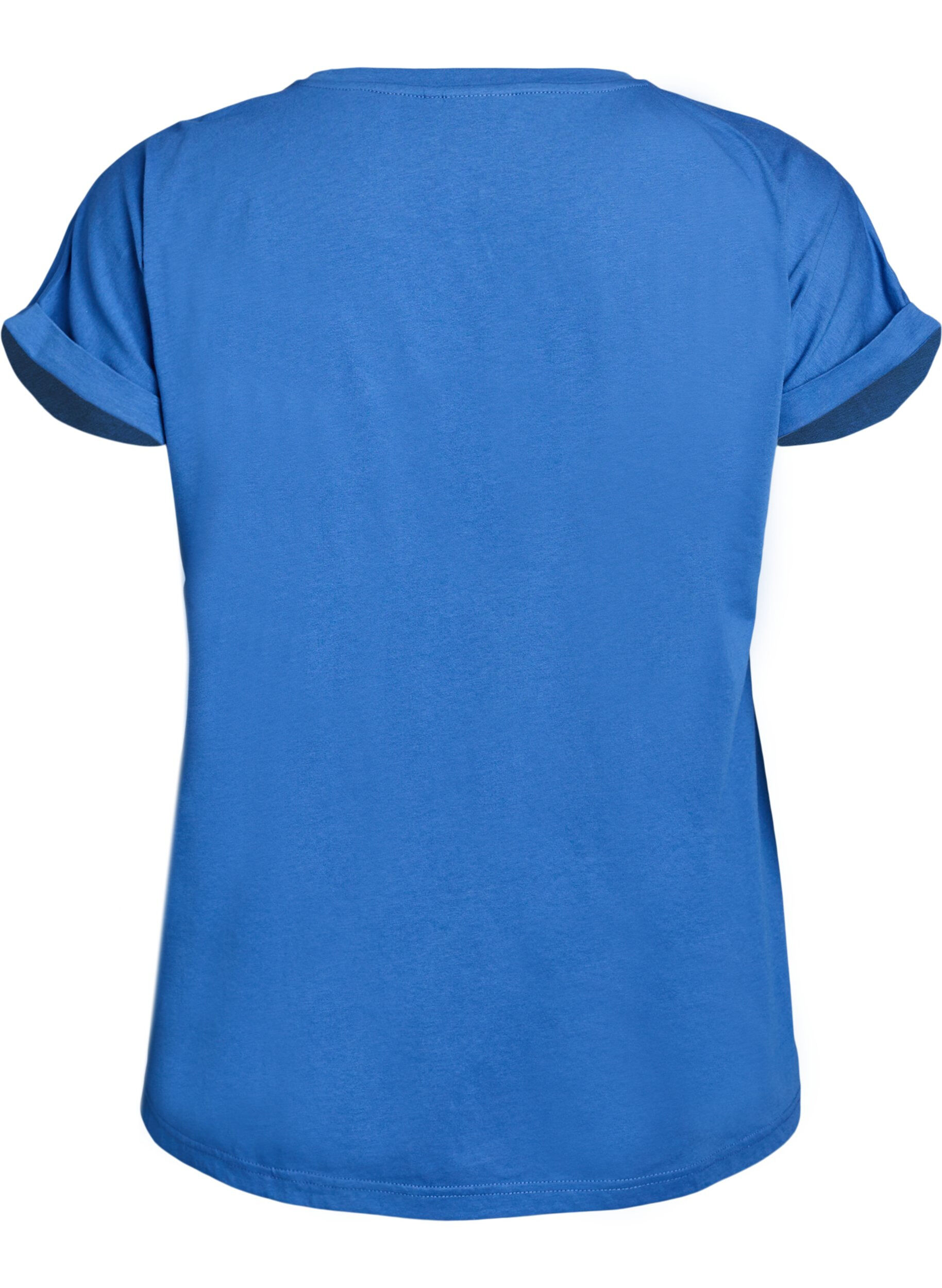 ZizzifashionShort sleeve cotton blend T-shirt, Blue, Packshot image number 1
