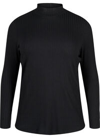 Fitted viscose blouse with high neck