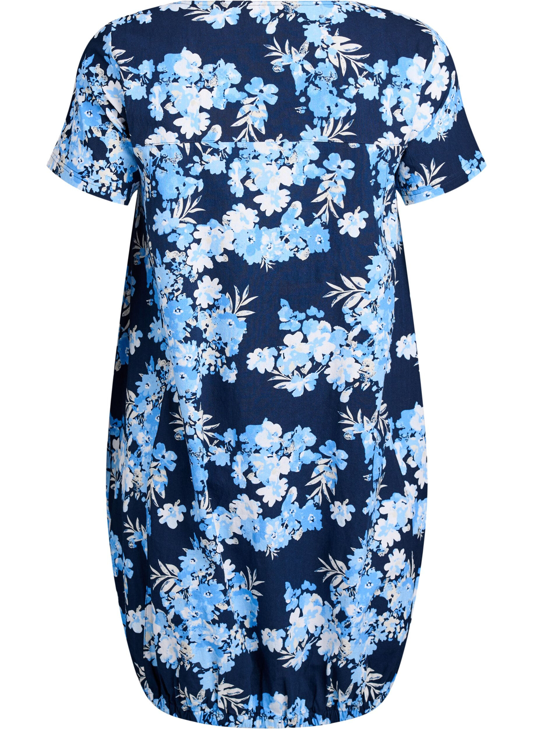 Zizzifashion Short-sleeved cotton dress with print, Blue, Packshot image number 1