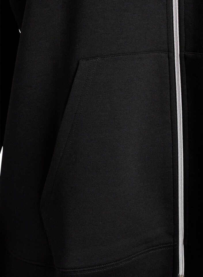 Scuba hoodie with zip and pockets, Black, Packshot image number 3