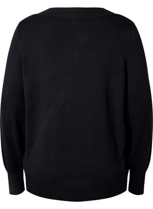 Viscose knitted top with v-neckline, Black, Packshot image number 1