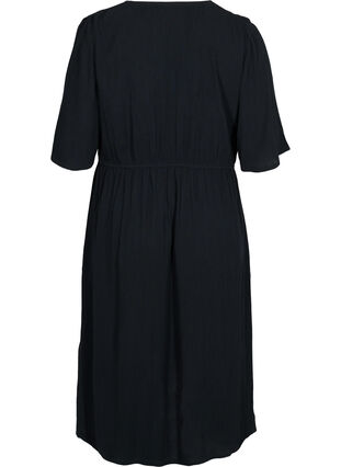 Beach dress in viscose with adjustable waist, Black, Packshot image number 1