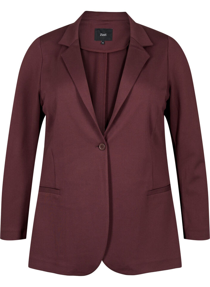 Simple blazer with button closure, Dark Bordeaux, Packshot image number 0