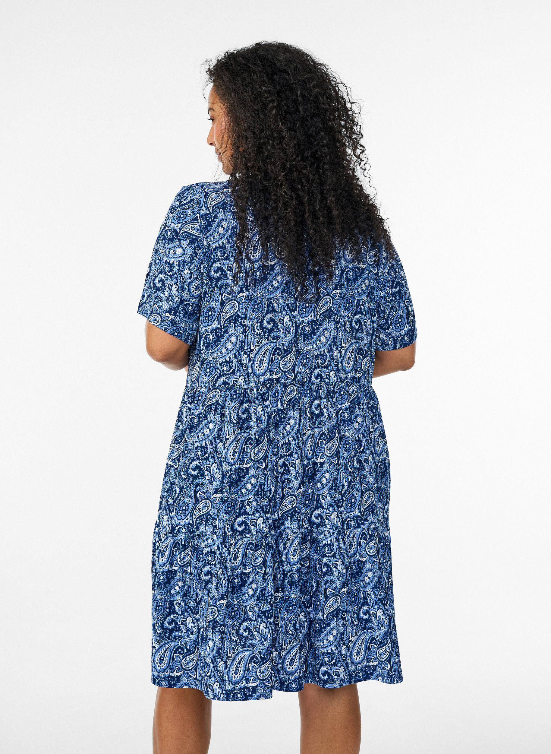 ZizzifashionPatterned dress with panels, Blue, Model image number 2