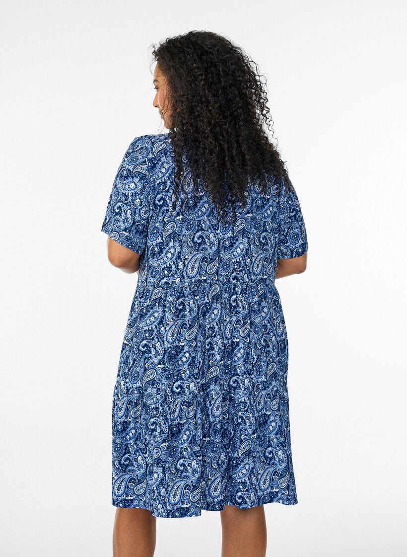Patterned dress with panels, Blue, Model image number 2