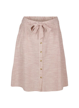 Striped skirt with pockets in cotton, Dry Rose Stripe, Packshot image number 0