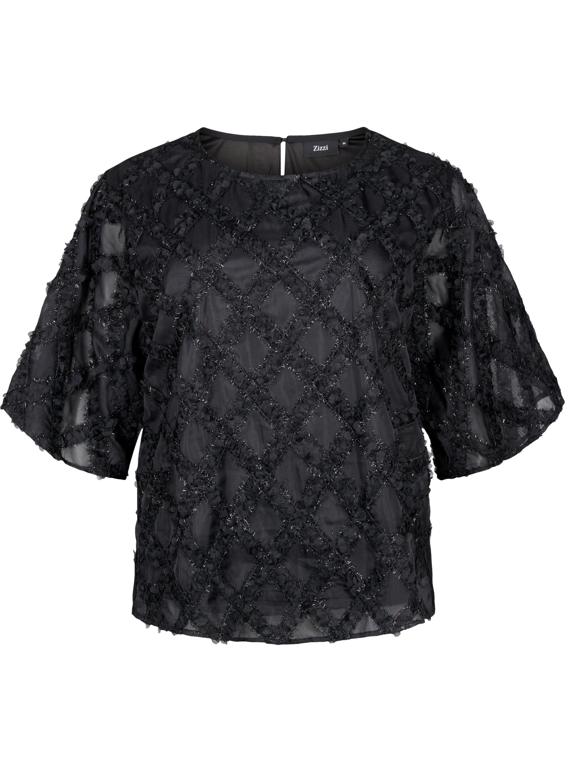 Zizzifashion Blouse with harlequin pattern, Black, Packshot image number 0