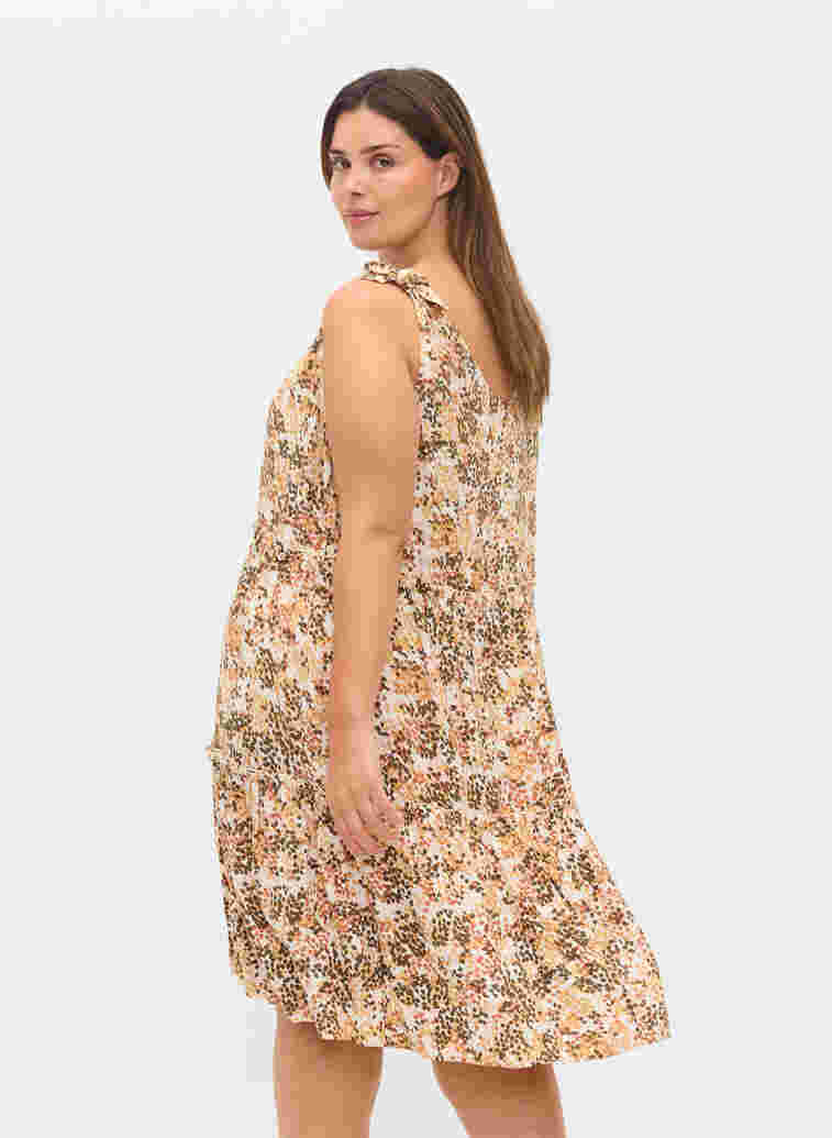Printed viscose midi dress, Curry Graphic AOP, Model image number 1