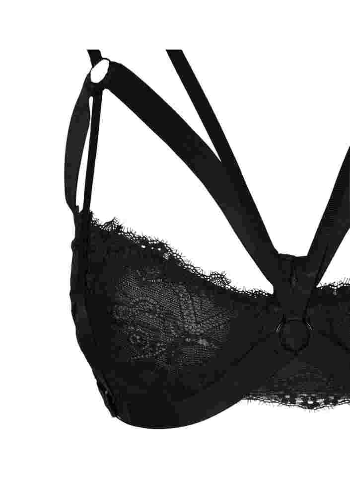 Underwired bra with string details, Black, Packshot image number 2