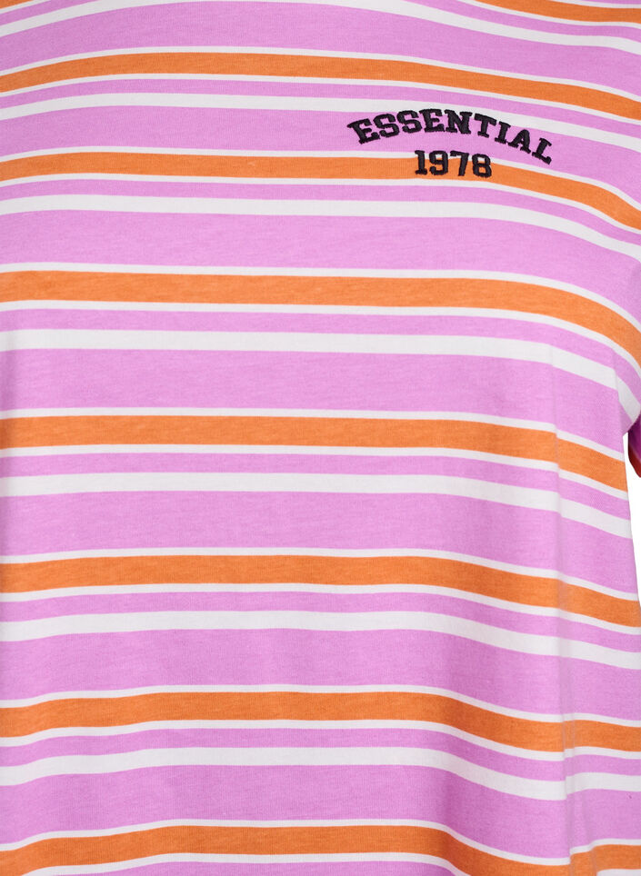 Cotton T-shirt with stripes, Pink, Packshot image number 2