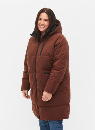 Winter jacket with detachable hood, Friar Brown, Model image number 0