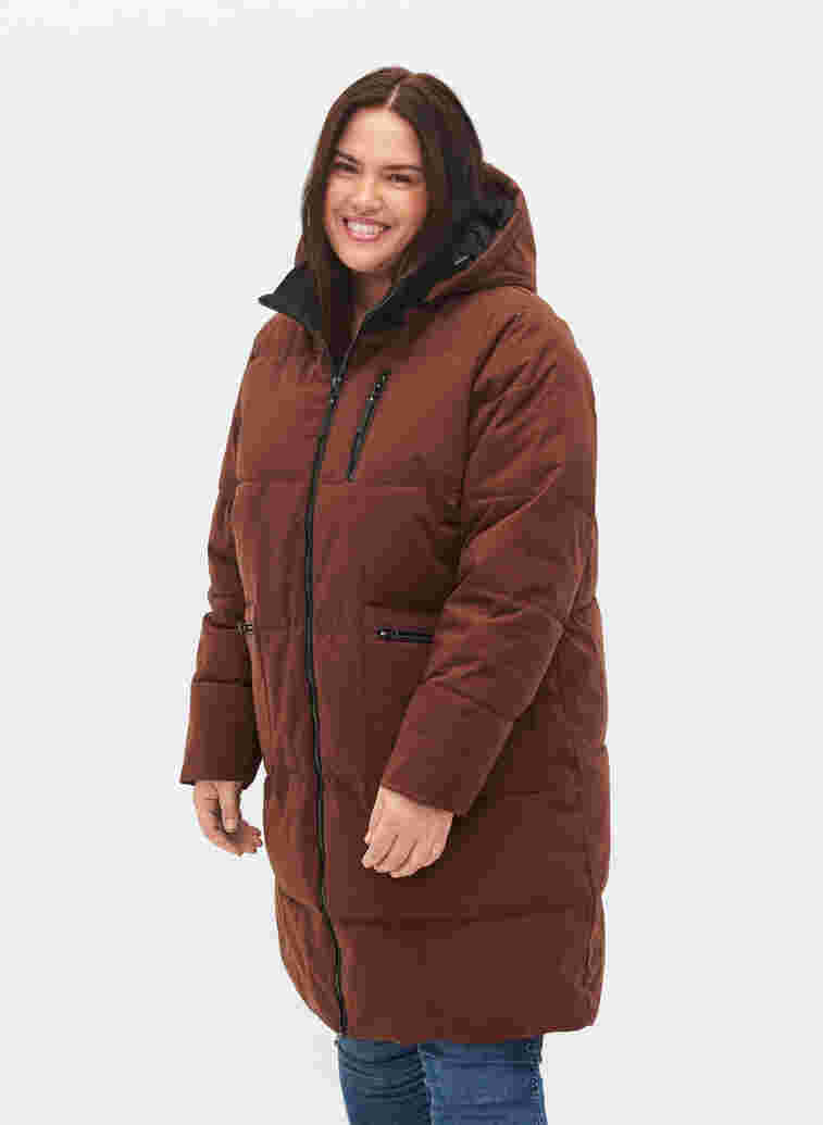 Winter jacket with detachable hood, Friar Brown, Model