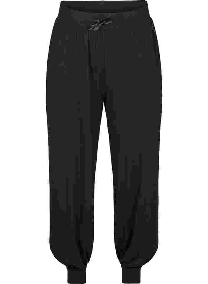 Loose, viscose sports trousers, Black, Packshot image number 0