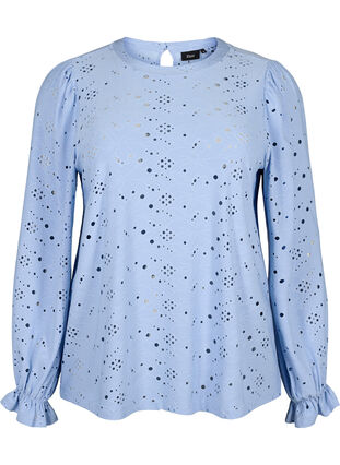 Long-sleeved blouse with hole pattern, Serenity, Packshot image number 0