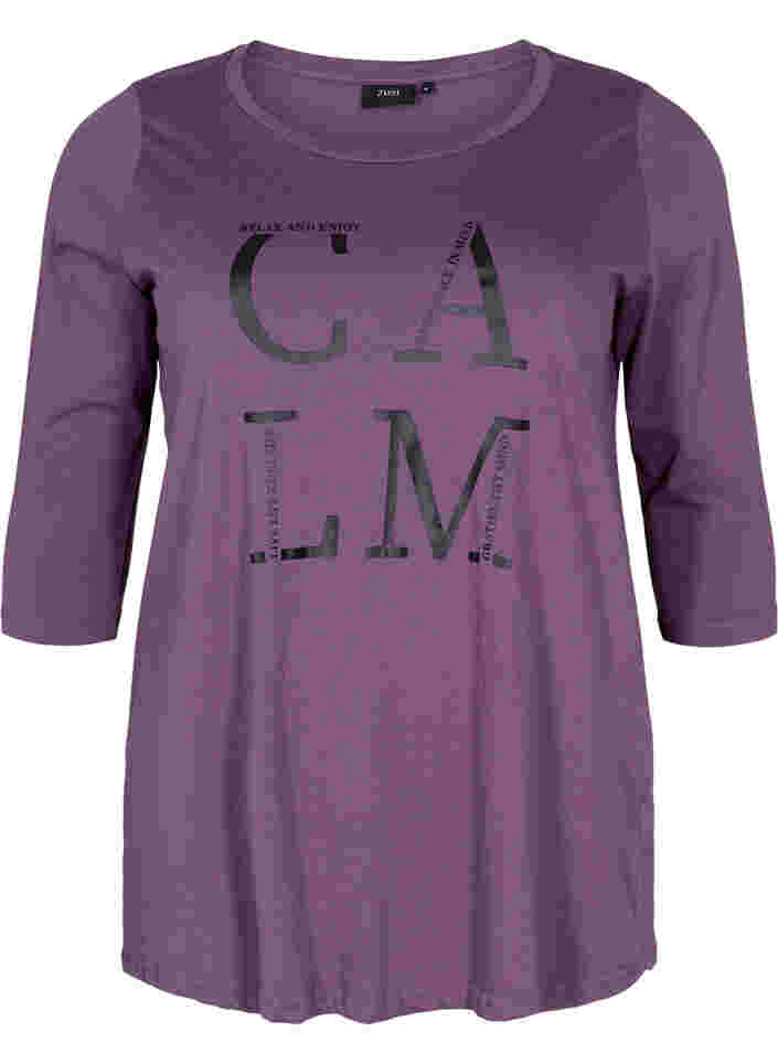 Cotton t-shirt with 3/4 sleeves, Vintage Violet, Packshot image number 0