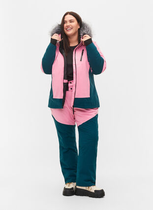 Ski jacket with detachable hood, Sea Pink Comb, Model image number 4