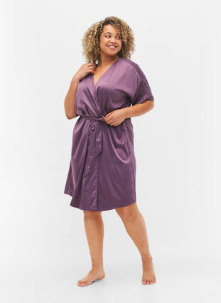 Short-sleeved dressing gown, Vintage Violet, Model image number 3