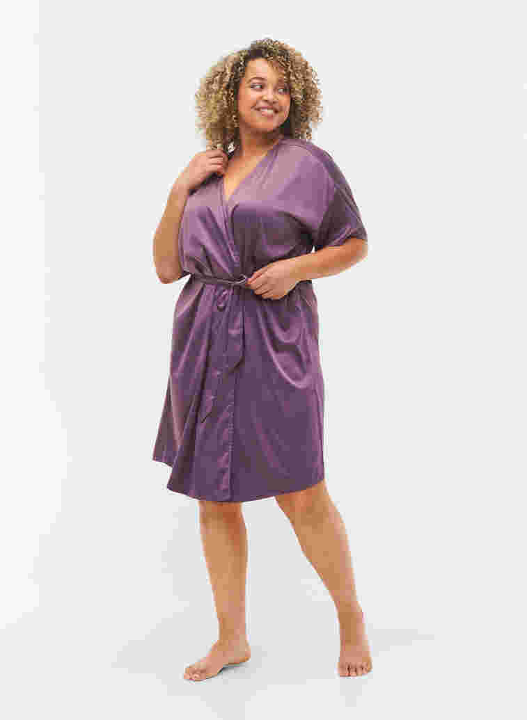 Short-sleeved dressing gown, Vintage Violet, Model image number 3