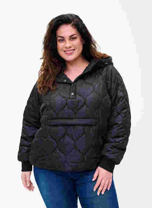 Quilted thermal anorak with a hood
