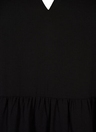 Short sleeve dress with a-line and cutlines, Black, Packshot image number 2